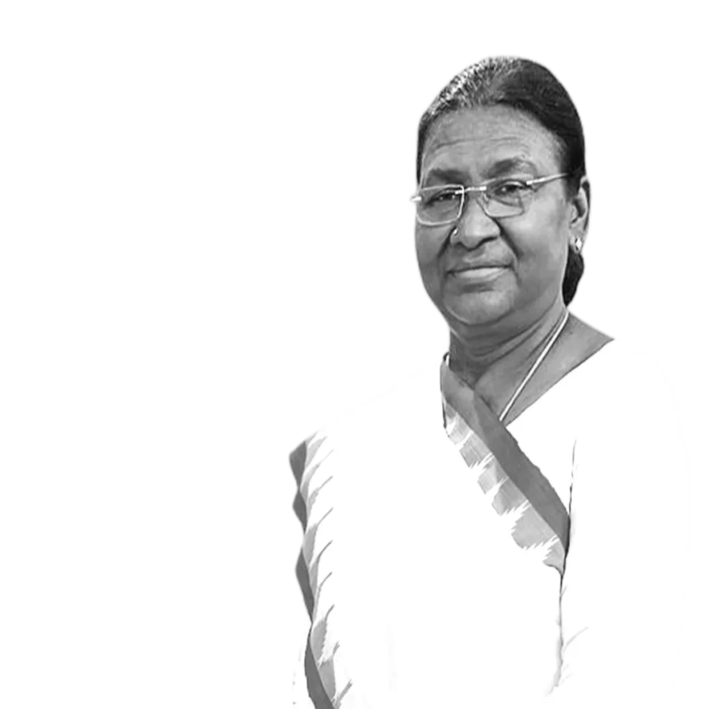 president-of-india-droupadi-murmu-black and white image-in-hd
